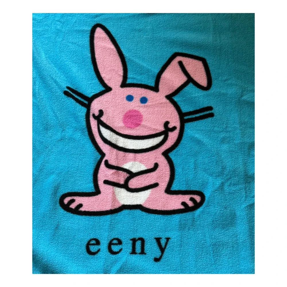 Jim Benton Its Happy Bunny Blanket 48 x 56 Rare Eeny Meeny Hiney Moe Y2K Fleece2